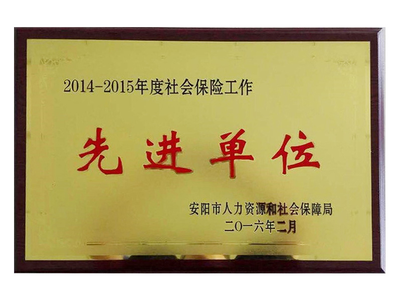 2015年社会保险工作先 进单位